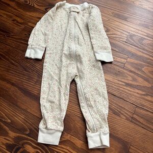 Quincy Mae Cream Floral Kids Pajama Footies